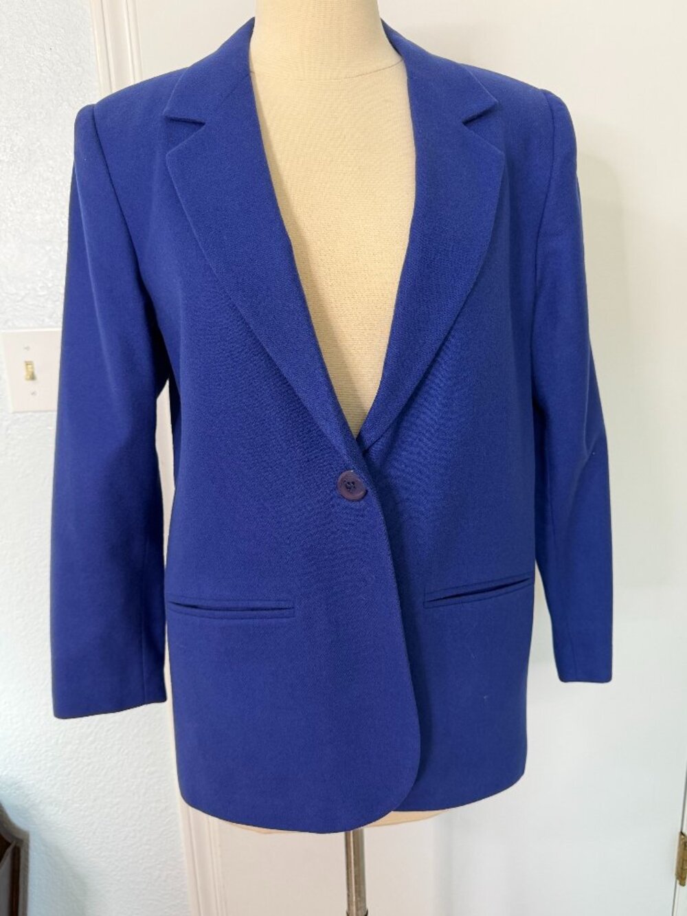 Sag Harbor Petite 4P Cobalt Blue Wool Blend Single Button Blazer Jacket